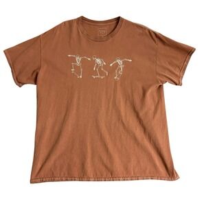 FULL TILT T Shirt Mens L Short Sleeve‎ Tee Skateboarding Skeletons Brown Skater